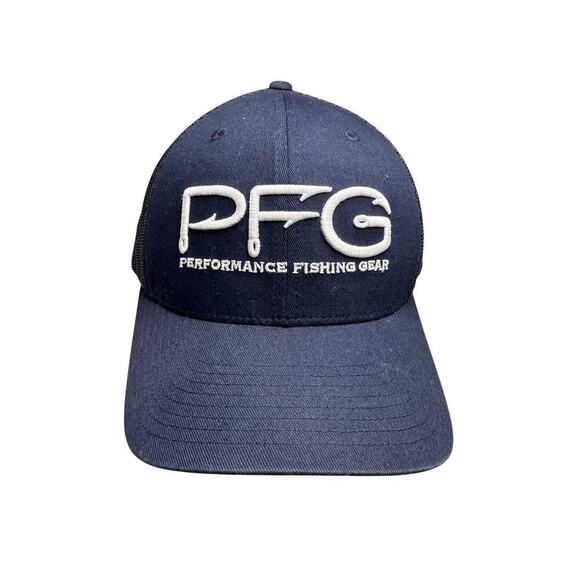 Columbia PFG Fishing Mesh Ball Cap Hat Performance Gear Snapback Navy Blue - Picture 12 of 16
